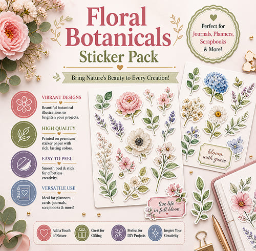 Floral Botanicals Sticker Pack Collection