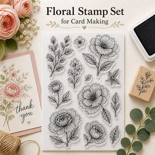 Elegant Floral Stamp Set for Paper Crafting