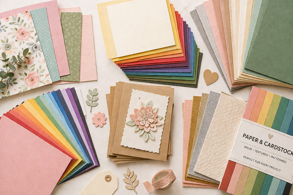 Paper and cardstock craft supplies for scrapbooking and DIY