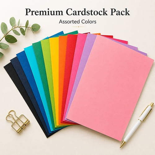 Premium Cardstock Pack Assorted Colors - 250gsm Craft Paper